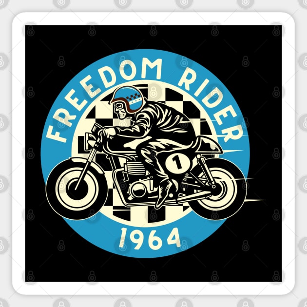 Vintage Motorcycle Club Freedom Rider 1964 Sticker by TommySniderArt